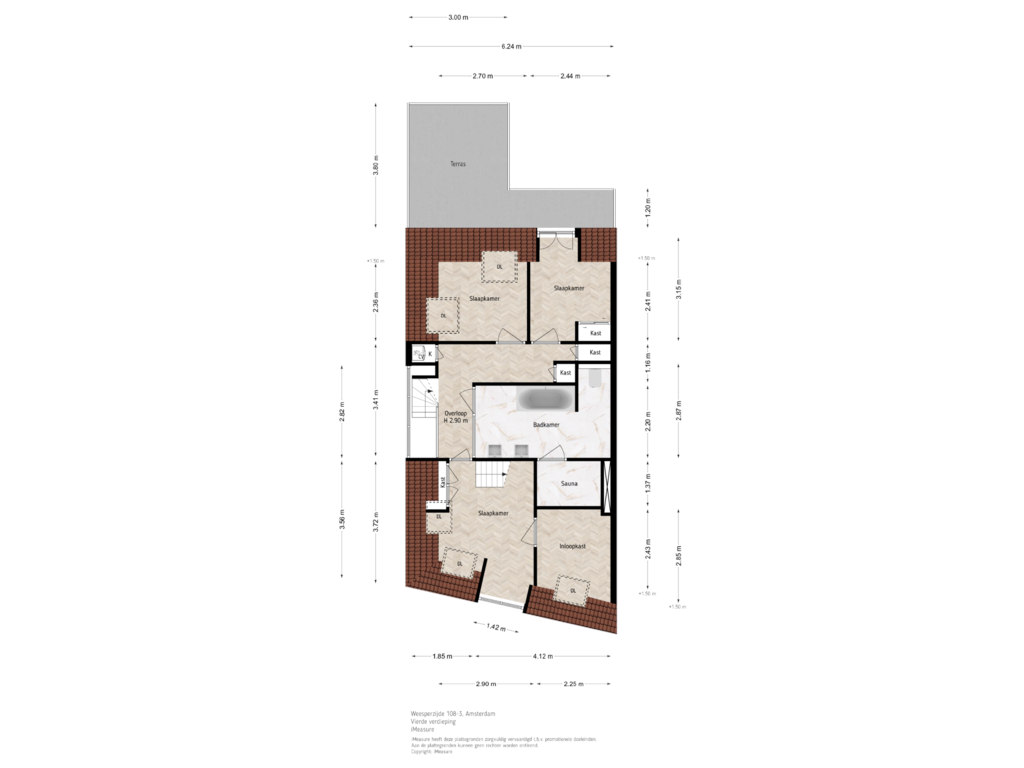 View floorplan of 4e verdieping of Weesperzijde 108-3