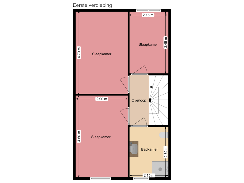 View floorplan of Eerste verdieping of Handelskade 27