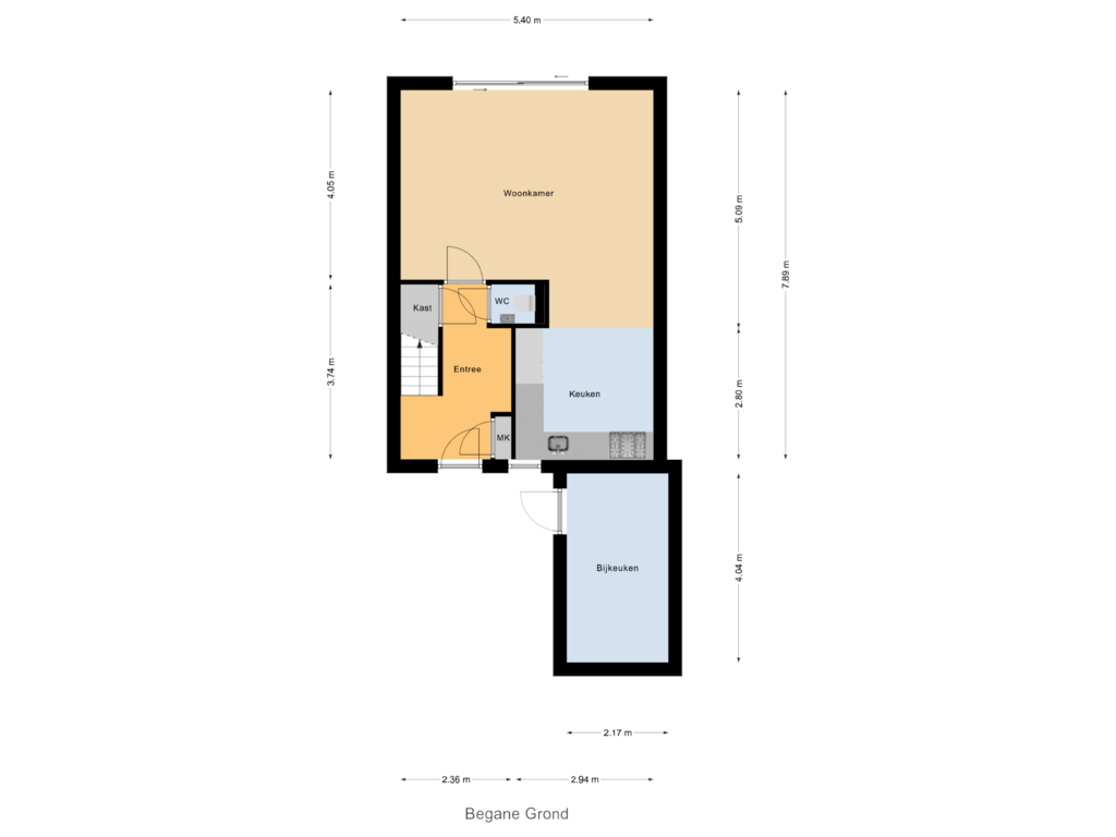 View floorplan of Begane Grond of Cruquiuskade 11