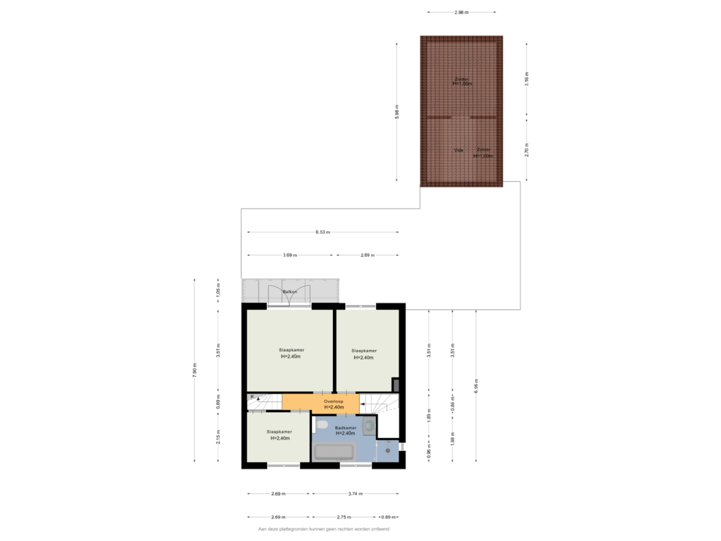 View floorplan of Eerste verdieping of Willibrordusstraat 3