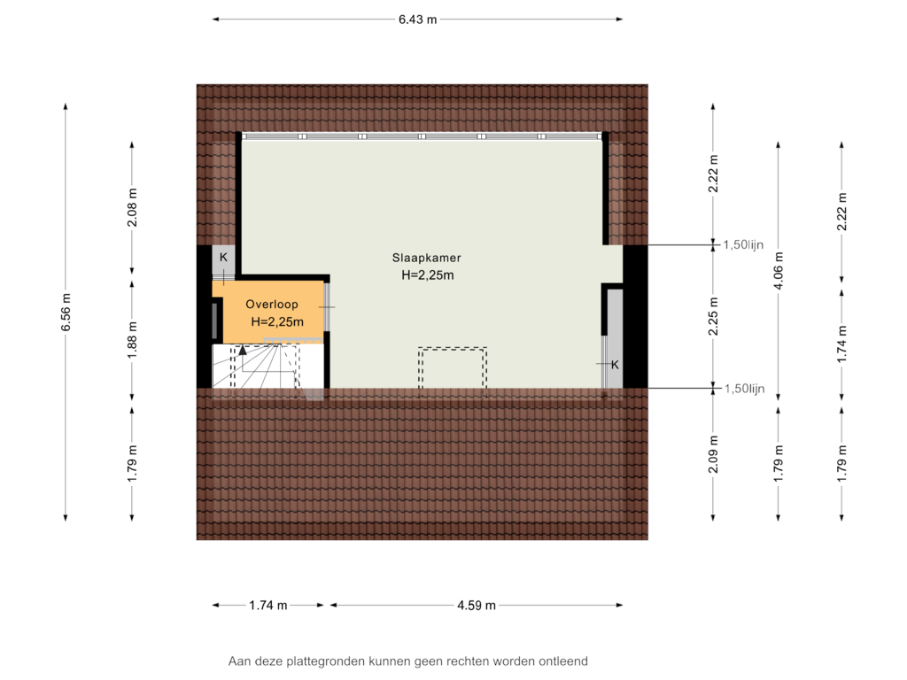 View floorplan of Tweede verdieping of Willibrordusstraat 3