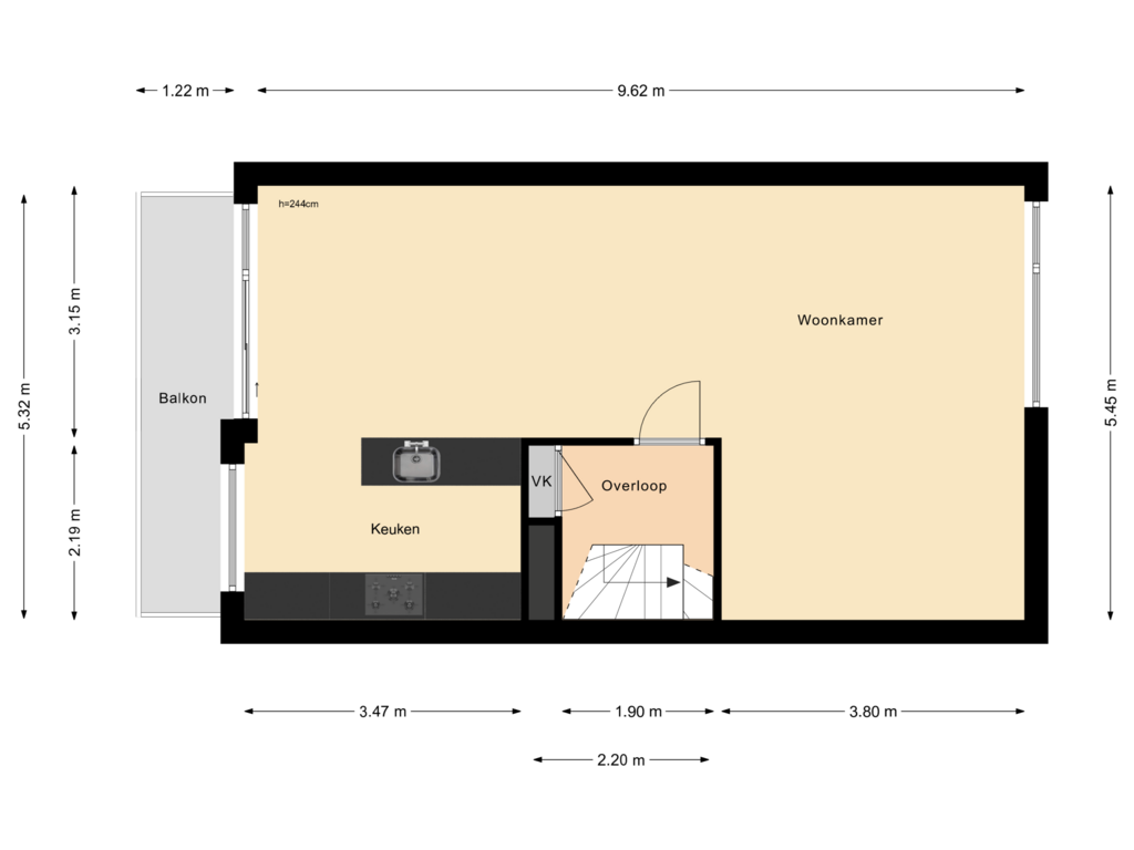 Bekijk plattegrond van 1e Verdieping van Okanhout 56