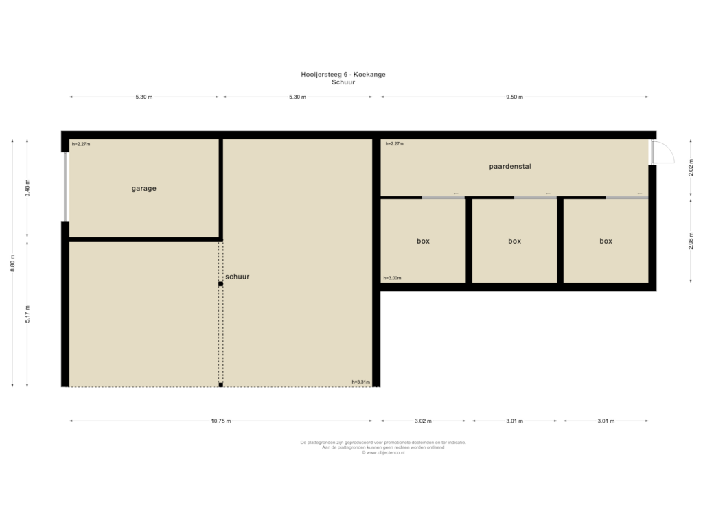 Bekijk plattegrond van SCHUUR van Hooijersteeg 6