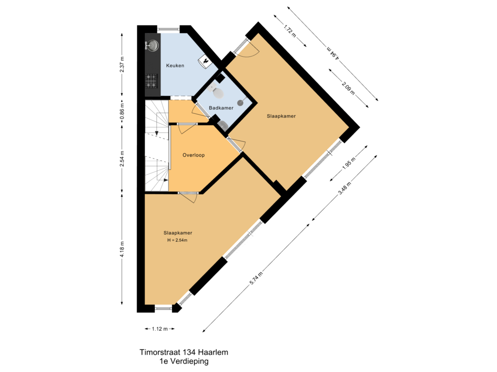 View floorplan of 1e Verdieping of Timorstraat 134