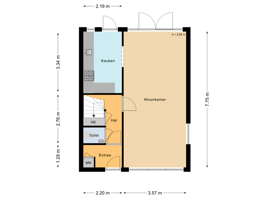 Bekijk plattegrond van Begane grond van Pieter van der Deurelaan 15