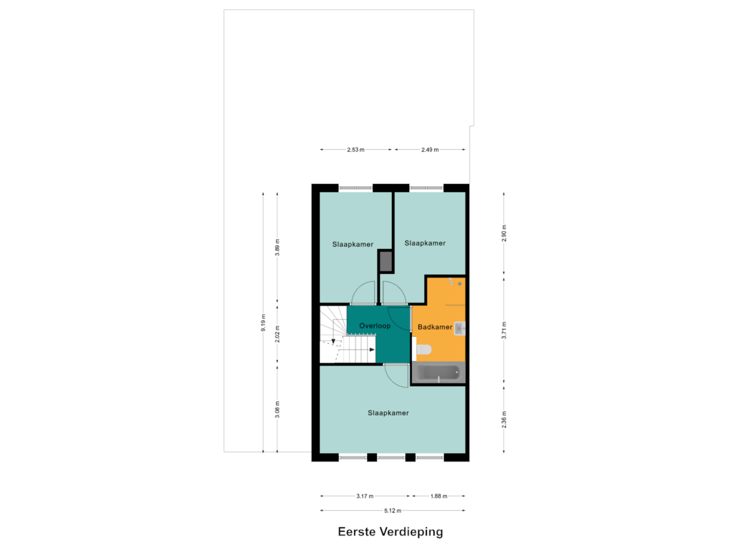 View floorplan of Eerste Verdieping of Bezembinder 4