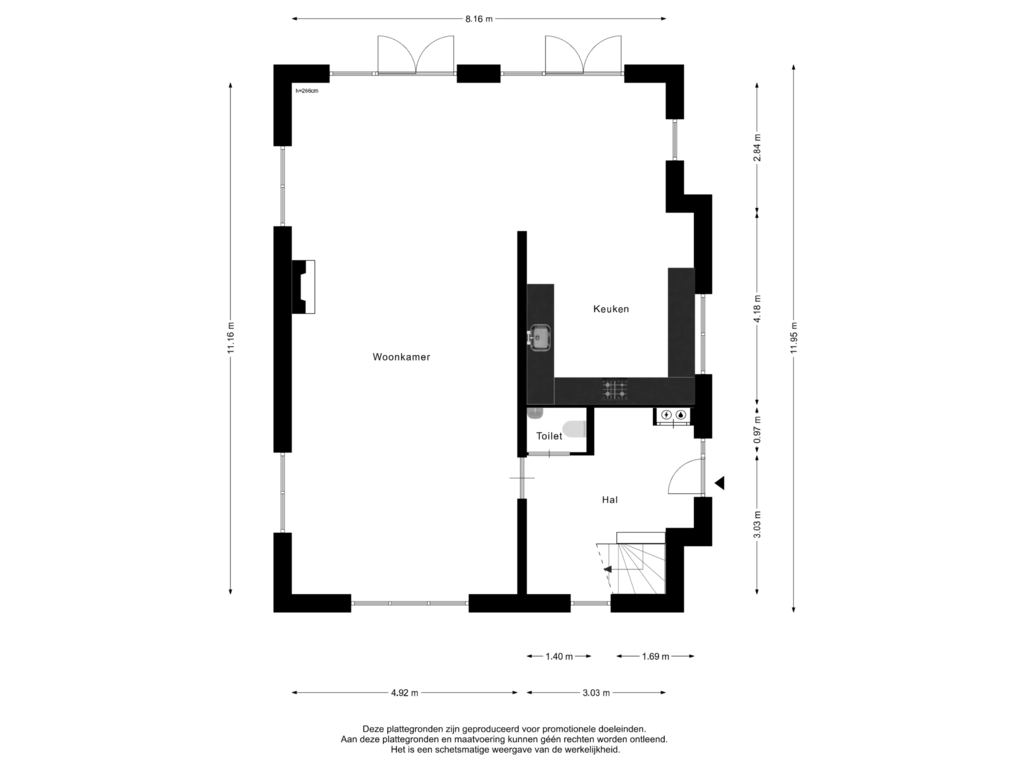 View floorplan of Begane Grond of Buitendijk 2-A