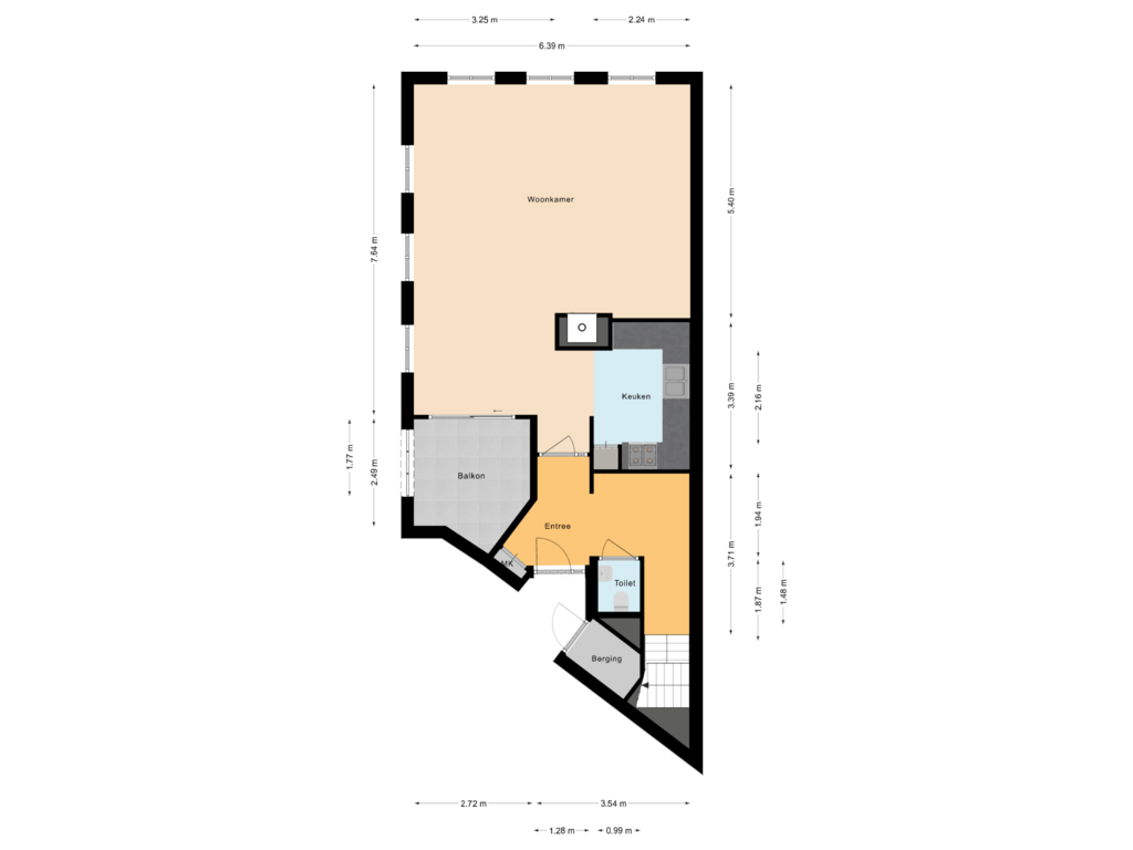 Bekijk plattegrond van Eerste Woonlaag van Stompersstraat 6-C