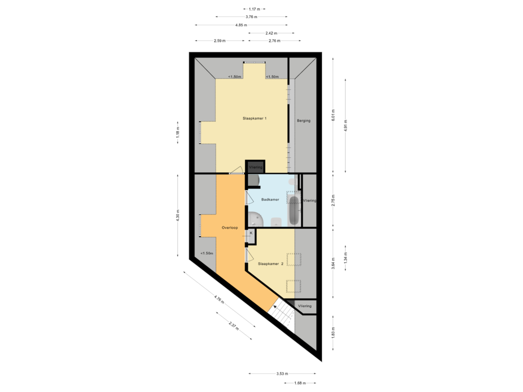 Bekijk plattegrond van Tweede  Woonlaag van Stompersstraat 6-C