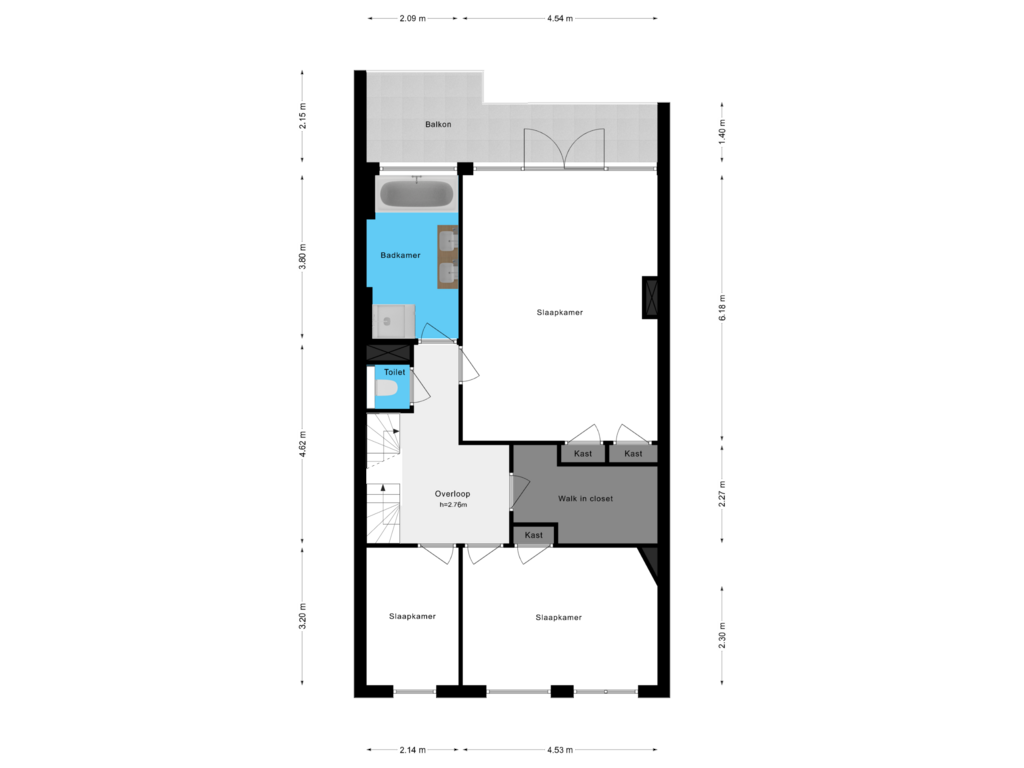 View floorplan of 1e Verdieping of Morsweg 38