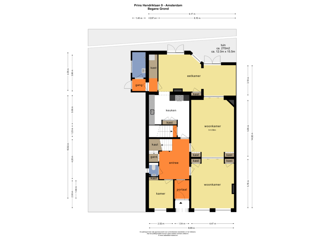 View floorplan of BEGANE GROND of Prins Hendriklaan 9