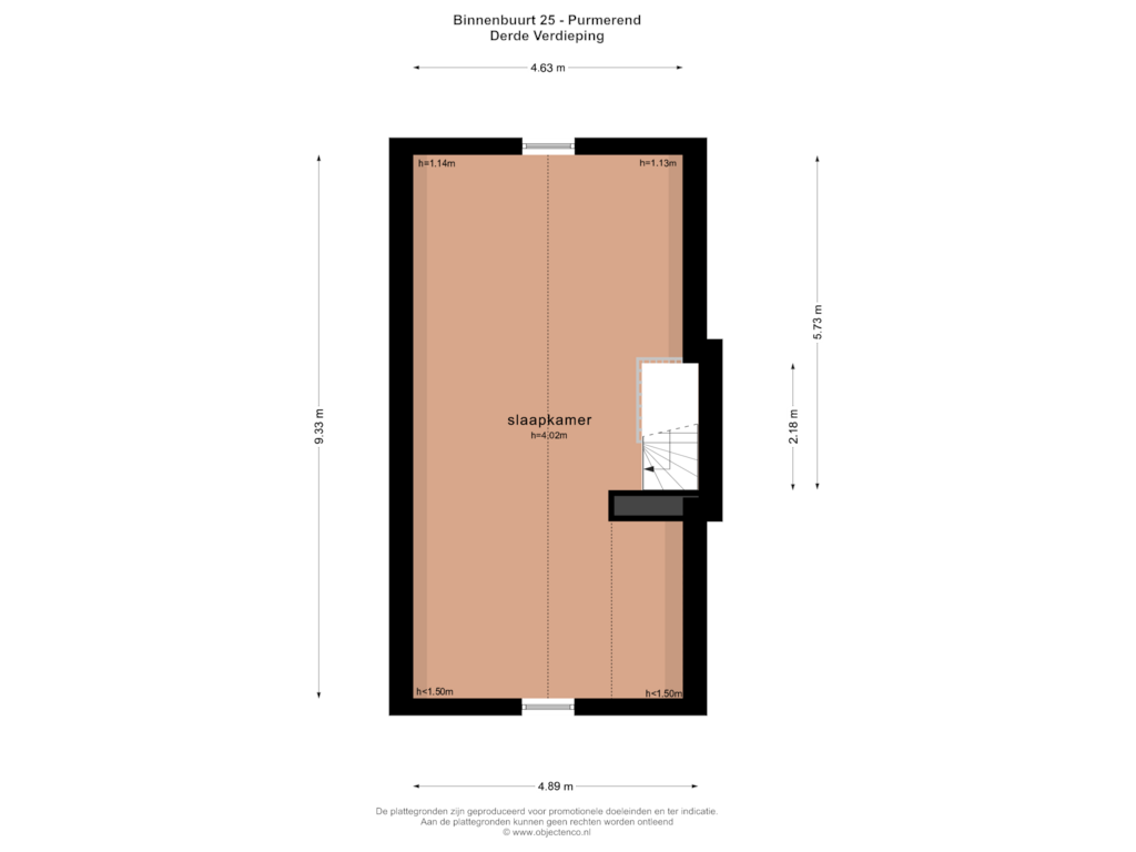 Bekijk plattegrond van DERDE VERDIEPING van Binnenbuurt 25