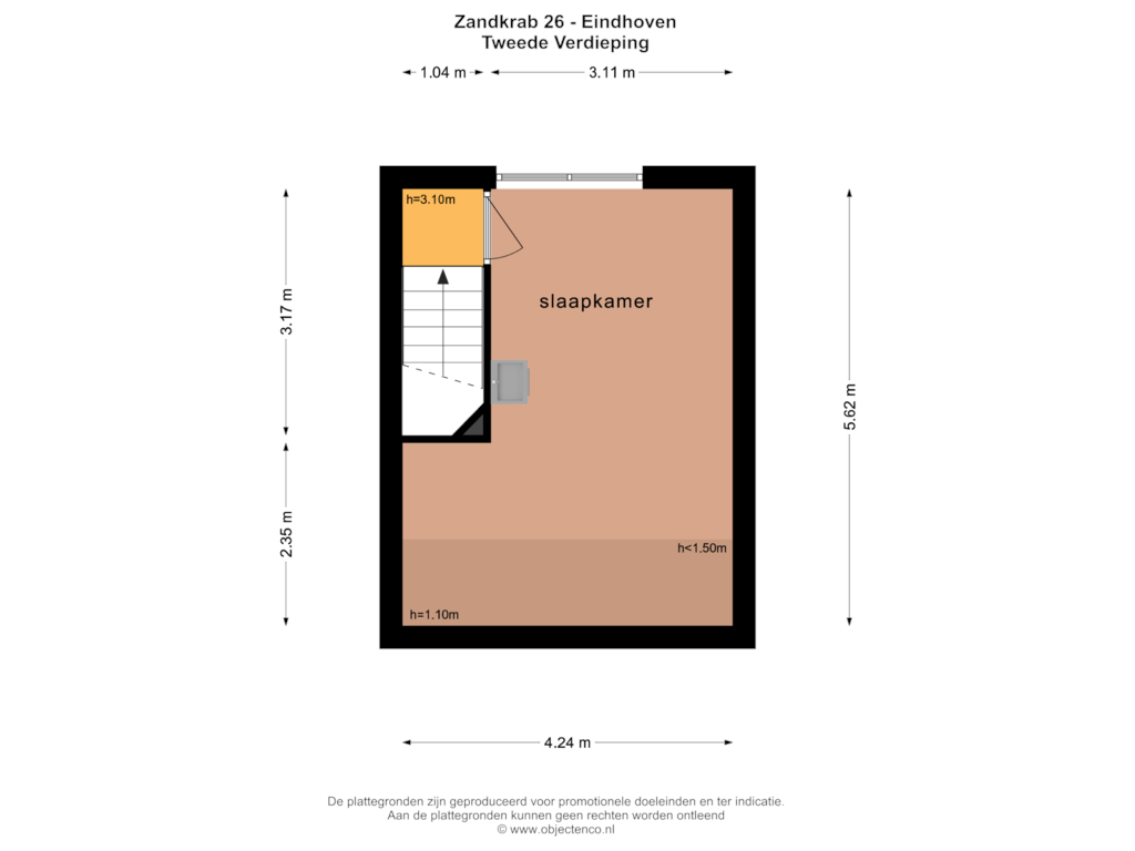 Bekijk plattegrond van TWEEDE VERDIEPING van Zandkrab 26