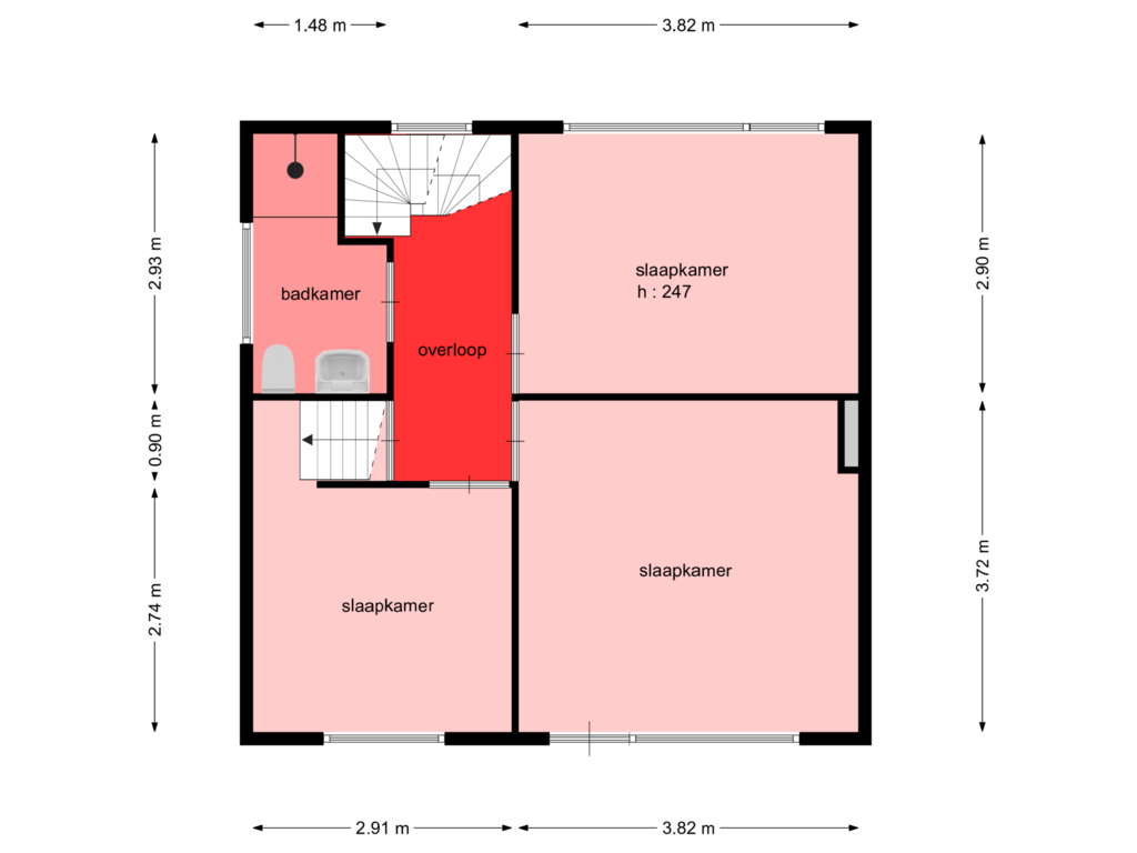 Bekijk plattegrond van 1e verdieping van Sparrenlaan 9