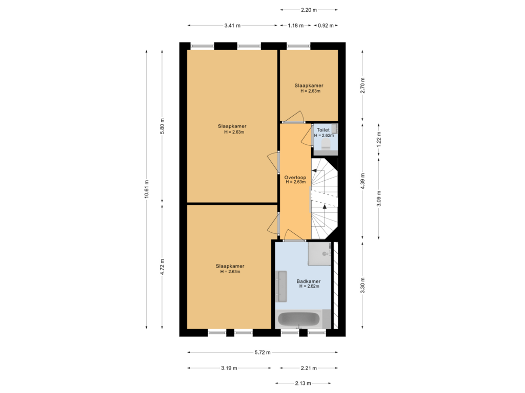 View floorplan of 2e verdieping of Dupondiusstraat 40