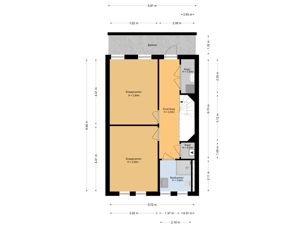 View floorplan of 3e verdieping of Dupondiusstraat 40