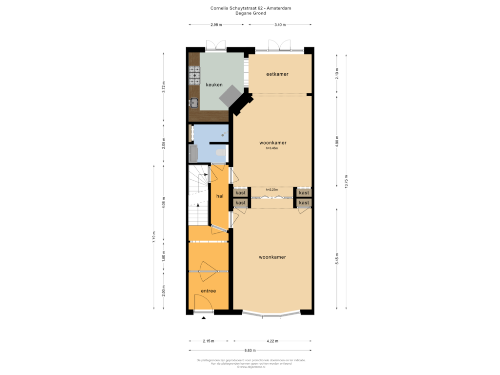 Bekijk plattegrond van BEGANE GROND van Cornelis Schuytstraat 62