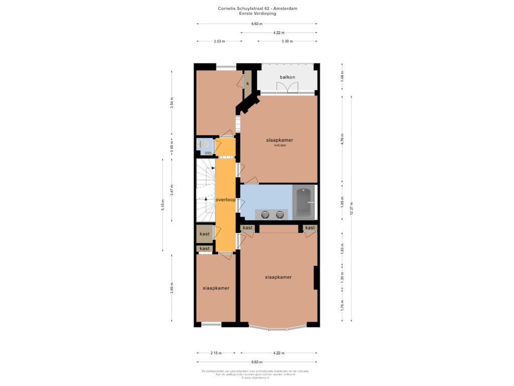 Bekijk plattegrond van EERSTE VERDIEPING van Cornelis Schuytstraat 62