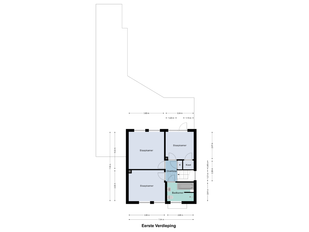 View floorplan of Eerste Verdieping of Vlaskuilseweg 56