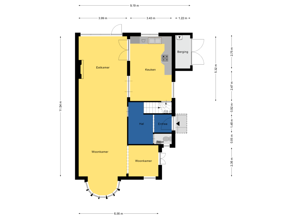 View floorplan of Begane Grond of Burgemeester van den Elzenlaan 7