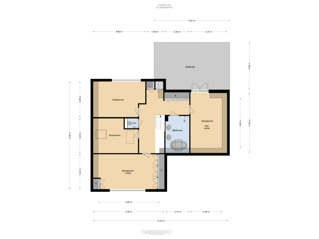 View floorplan of 1E Verdieping of Visweg 14-A