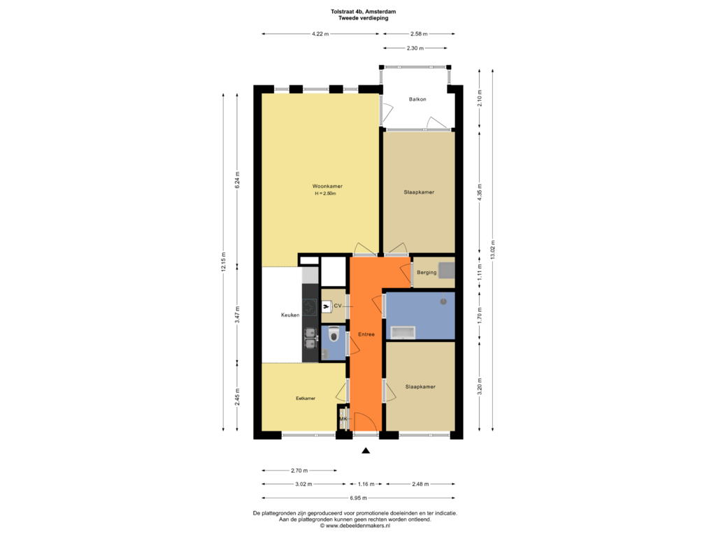 Bekijk plattegrond van Tweede verdieping van Tolstraat 4-B