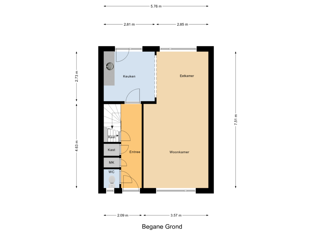 Bekijk plattegrond van Begane Grond van Prinses Irenestraat 9