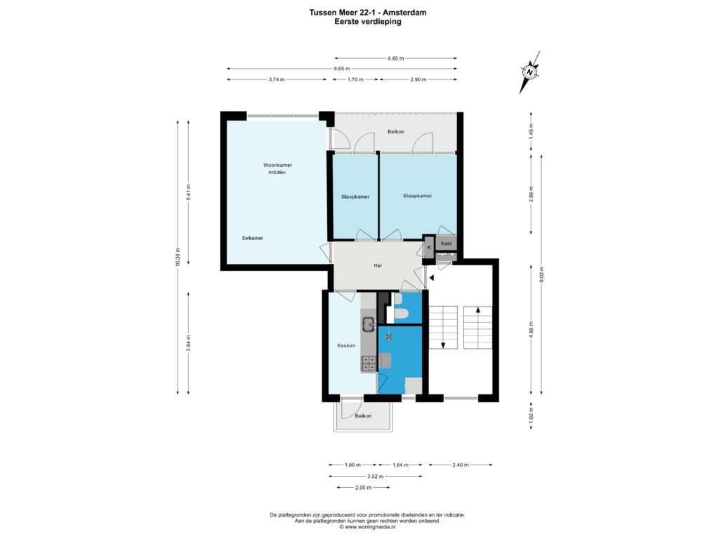 View floorplan of Eerste verdieping of Tussen Meer 22-1