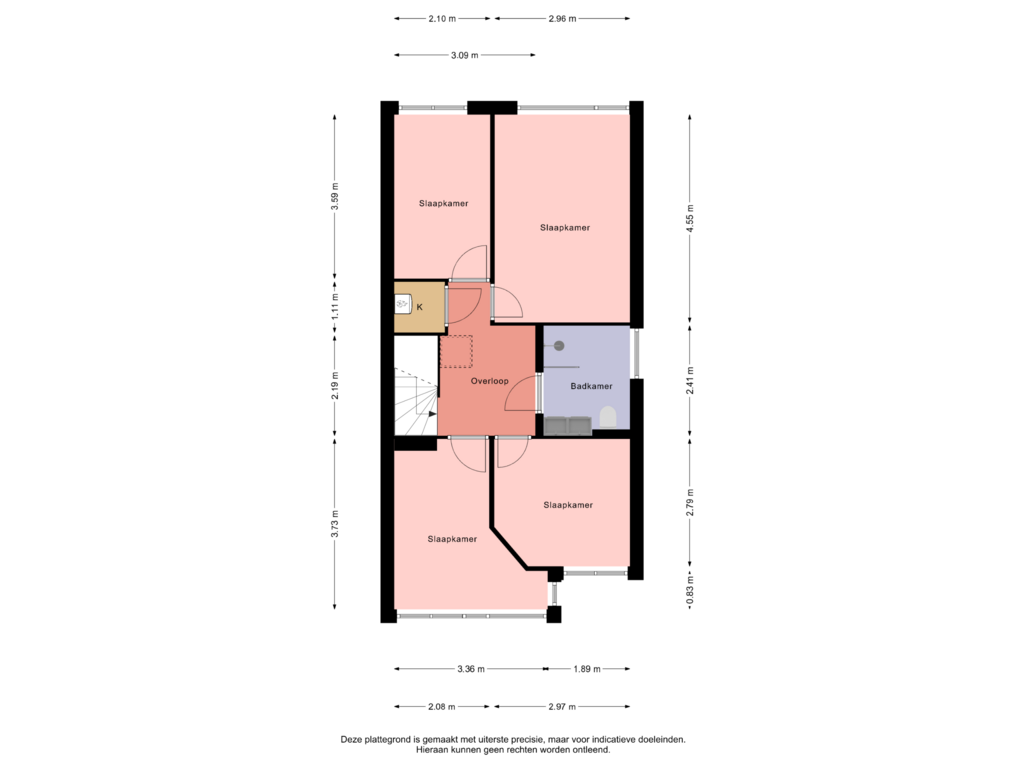 View floorplan of 1e Verdieping of Pallasstraat 100