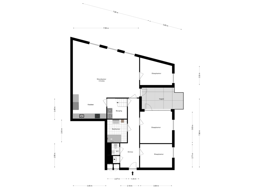 View floorplan of Verdieping 1 of Kerkweg 9