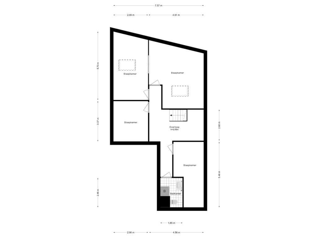 View floorplan of Verdieping 2 of Kerkweg 9