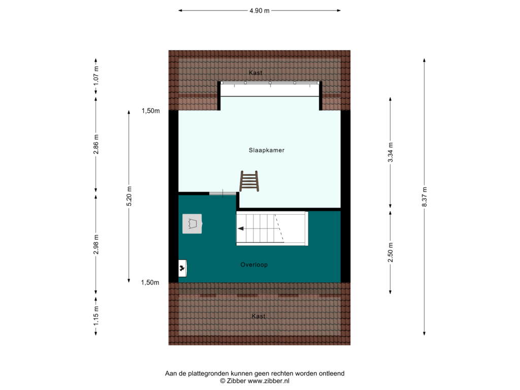 Bekijk plattegrond van Tweede Verdieping van Hendrik Hosstraat 14