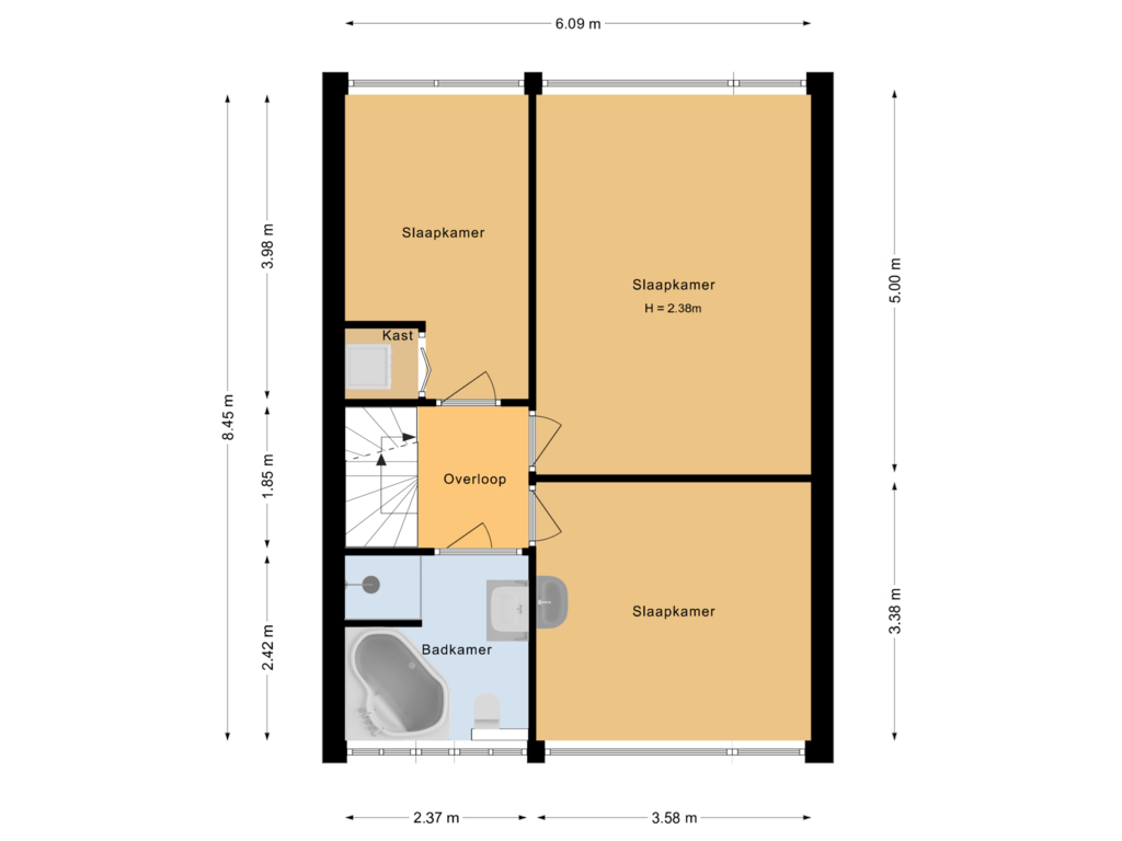 Bekijk plattegrond van Eerste verdieping van Korhoenstraat 29