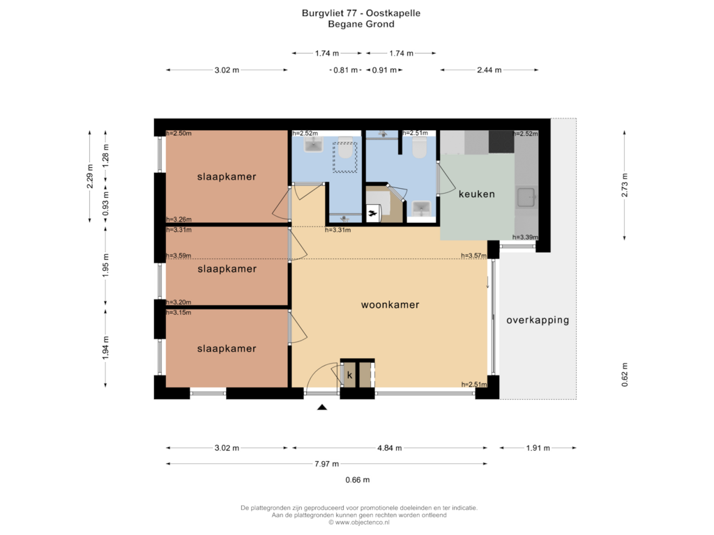 Bekijk plattegrond van BEGANE GROND van Burgvliet 77