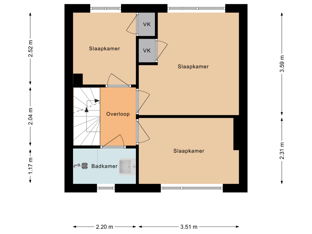 View floorplan of Eerste verdieping of Meidoornstraat 5