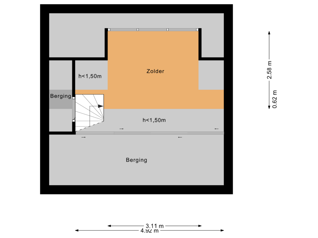 View floorplan of Tweede verdieping of Meidoornstraat 5