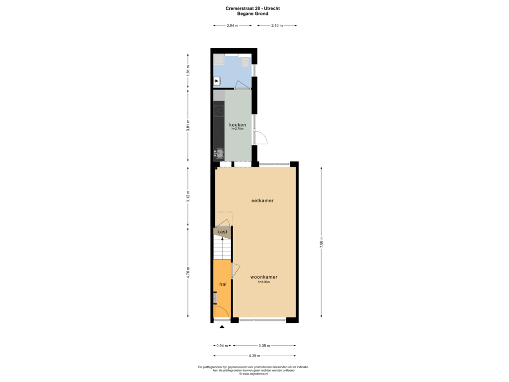 Bekijk plattegrond van BEGANE GROND van Cremerstraat 28