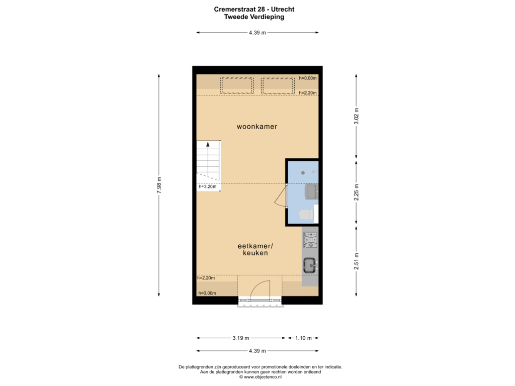 Bekijk plattegrond van TWEEDE VERDIEPING van Cremerstraat 28