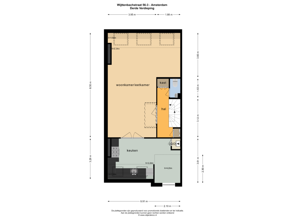 Bekijk plattegrond van DERDE VERDIEPING van Wijttenbachstraat 56-3