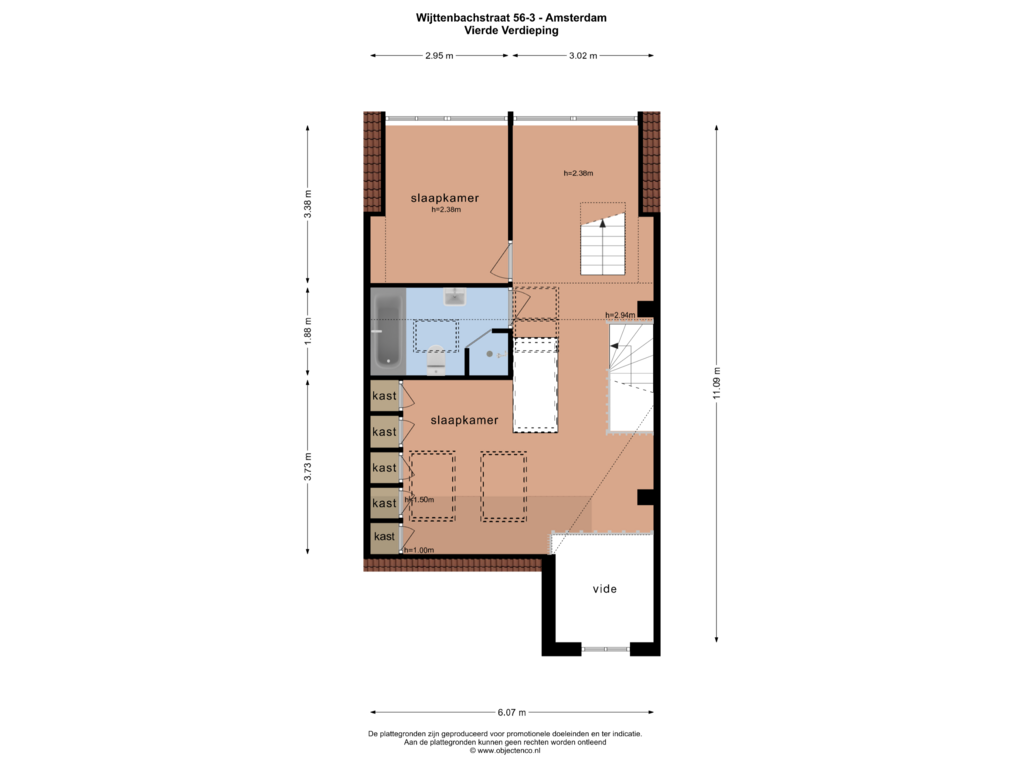 Bekijk plattegrond van VIERDE VERDIEPING van Wijttenbachstraat 56-3