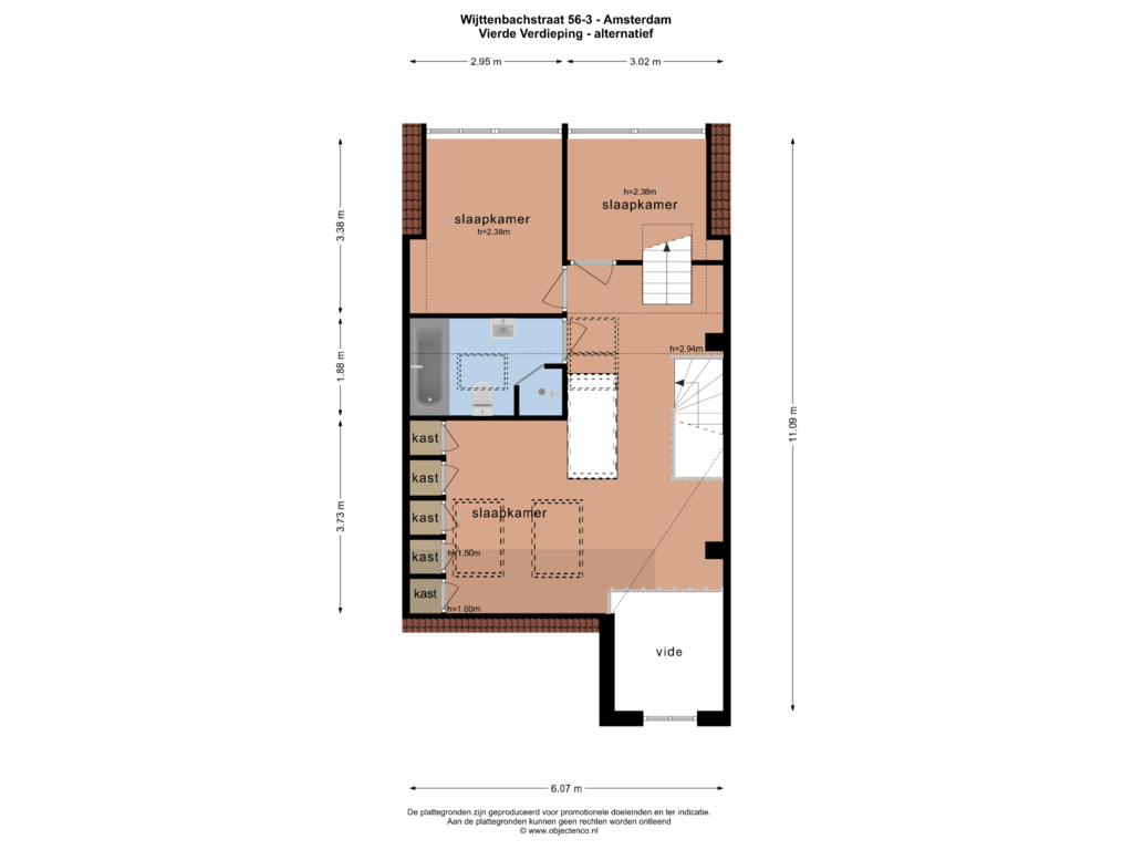 Bekijk plattegrond van VIERDE VERDIEPING alternatief van Wijttenbachstraat 56-3