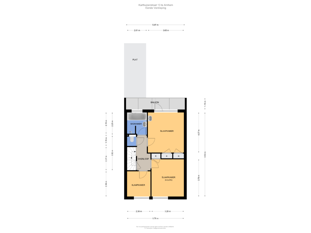 Bekijk plattegrond van Eerste Verdieping van Karthuizerstraat 13