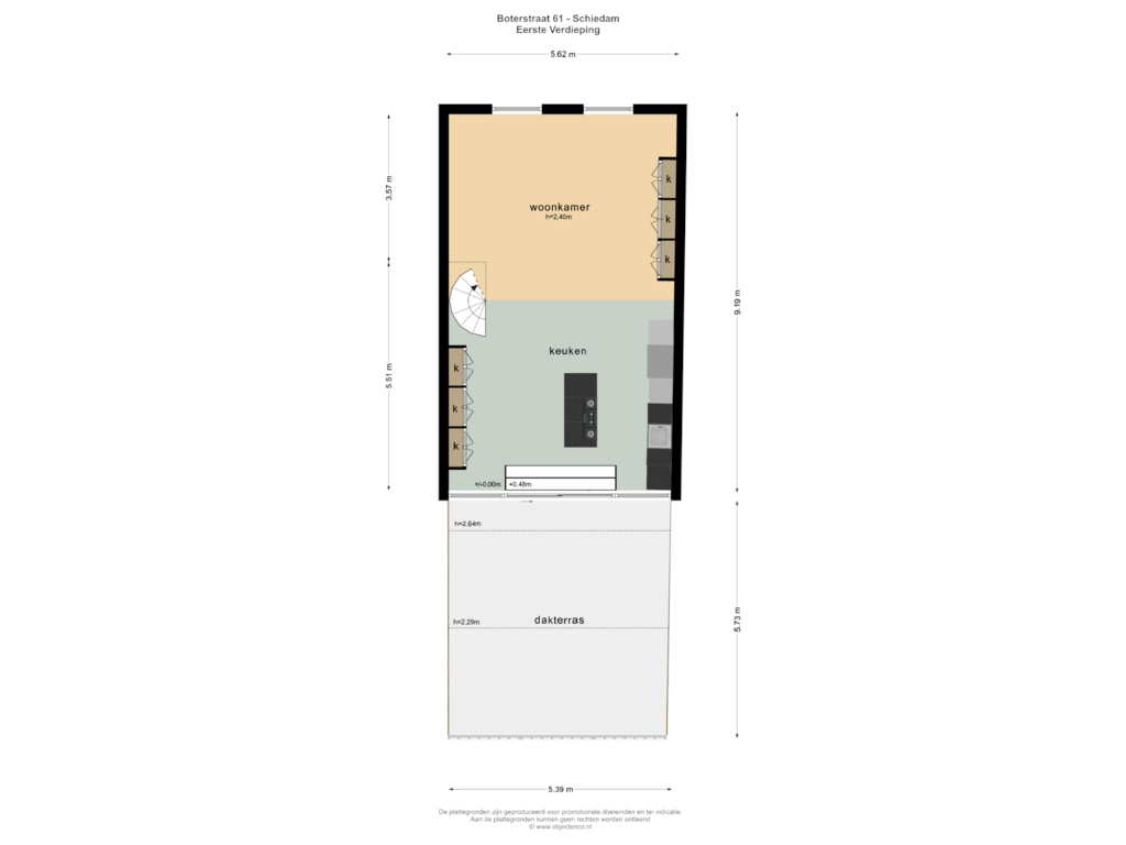 View floorplan of EERSTE VERDIEPING of Boterstraat 61