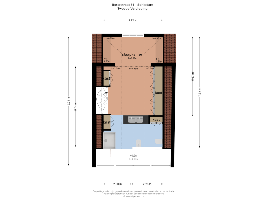 View floorplan of TWEEDE VERDIEPING of Boterstraat 61