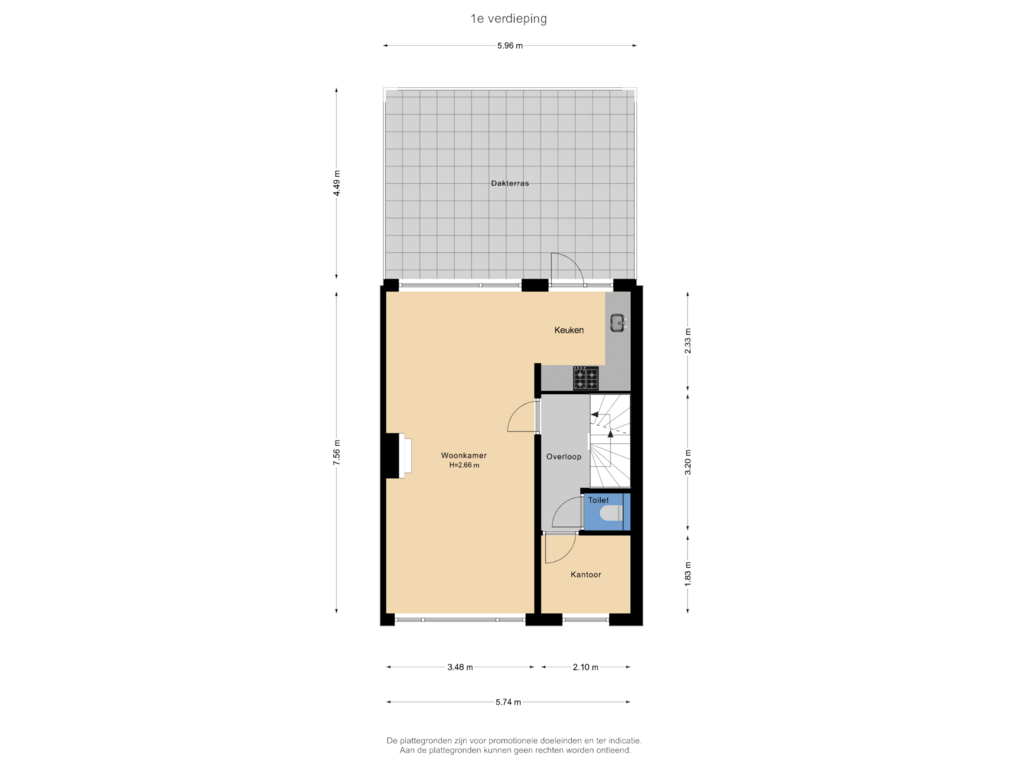 View floorplan of 1e verdieping of Molenweg 99-A