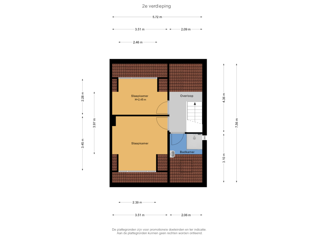 View floorplan of 2e verdieping of Molenweg 99-A