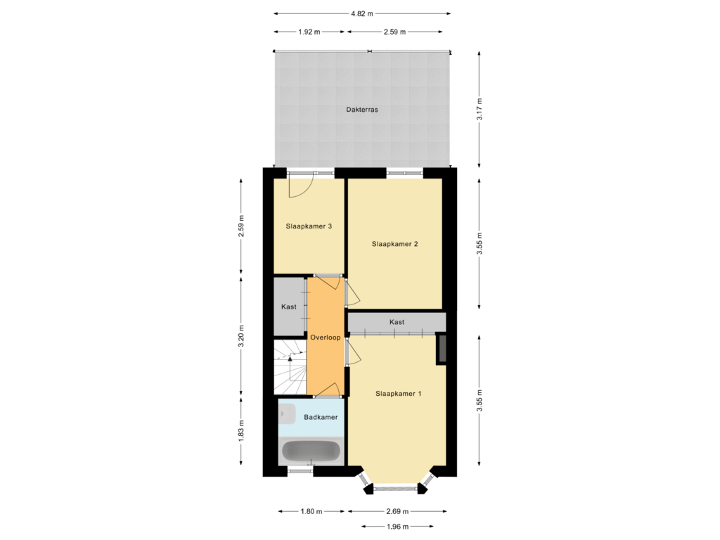 View floorplan of Eerste verdieping of Polderstraat 32