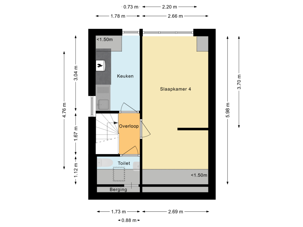 View floorplan of Tweede verdieping of Polderstraat 32