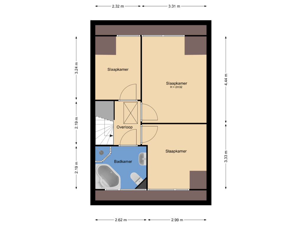 View floorplan of Eerste verdieping of Oosterhoutstraat 18