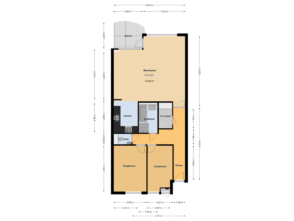 Bekijk plattegrond van Appartement van Olmenlaan 68